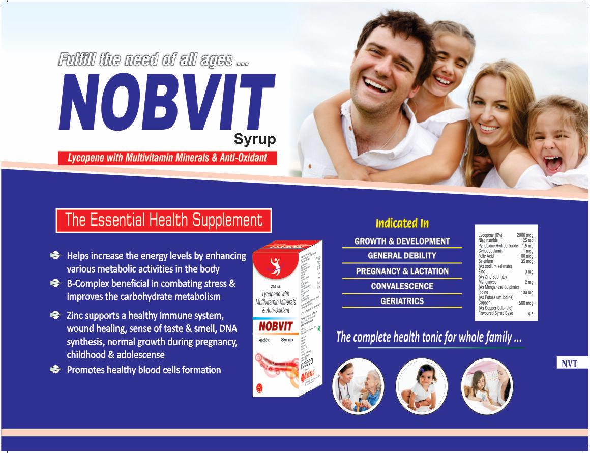 NOBVIT - Lycopene Multivitamin Minerals Anti Oxidant Syrup - 200 ml Syrup