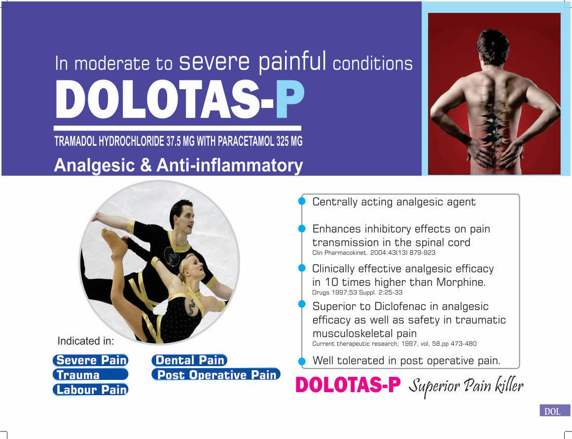 DOLOTAS P - Tramadol Hydrochloride Paracetamol Tablets – Strip of 10 Tablets