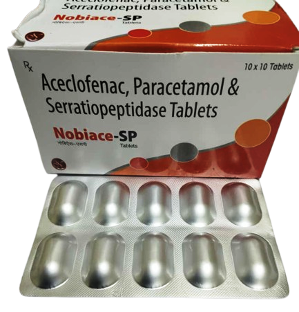 NOBIACE SP - Aceclofenac Paracetamol Serratiopeptidase Tablets – Strip of 10 Tablets